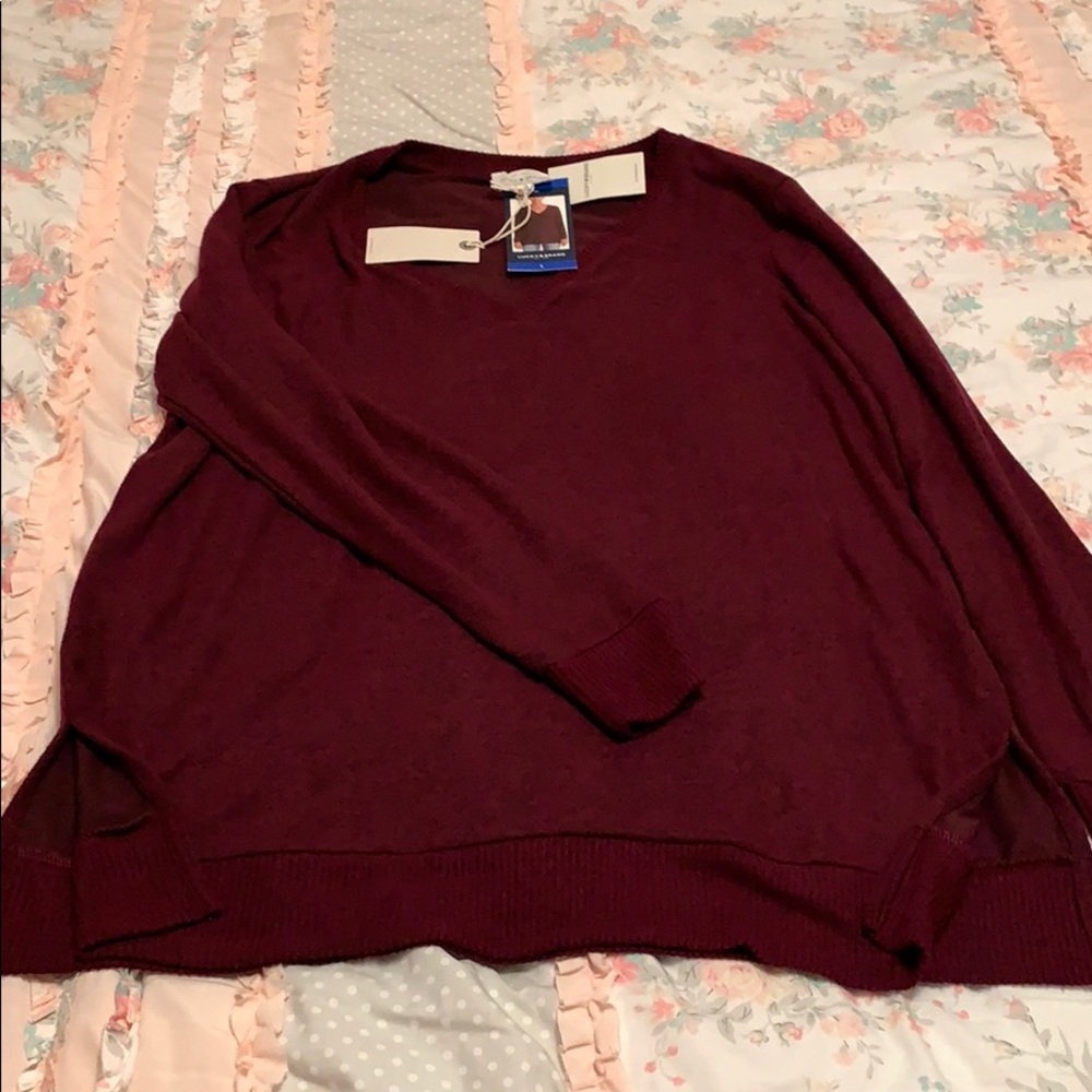 Lucky brand light weight v-neck sweater L NWT
